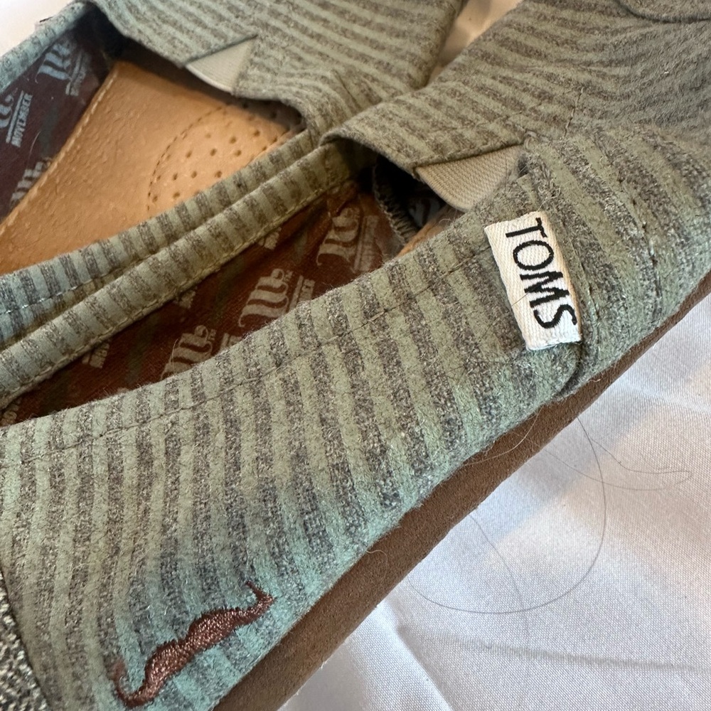 TOMS Gray Striped Slip-On Shoes